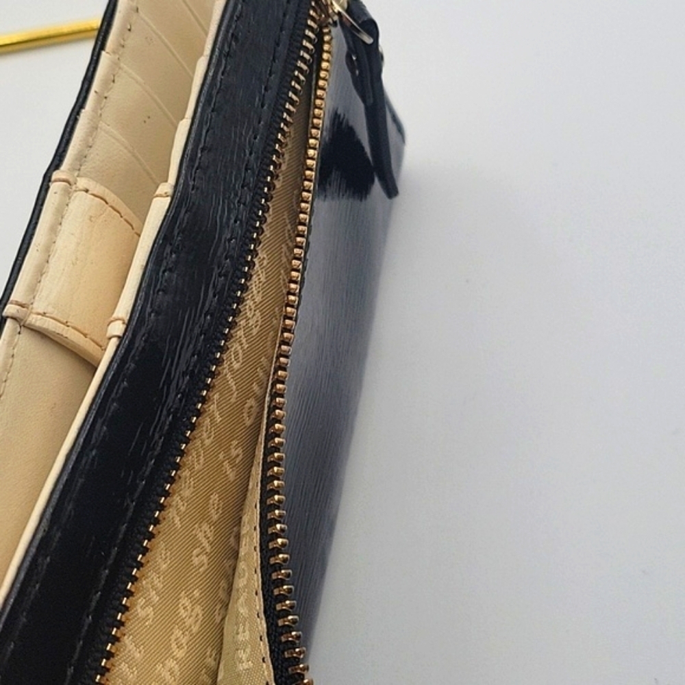 KATE SPADE NEW YORK Patten Leather Wallet Cream Leather Interior Signature Bow - Picture 10 of 10
